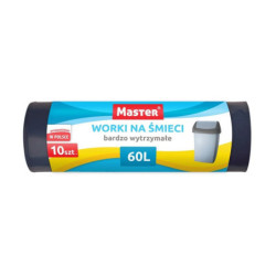 Worki na śmieci 60 litrów 10szt. czarne LDPE MOCNE! MASTER S021