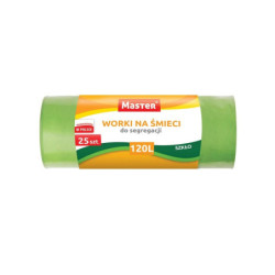 Worki na śmieci 120 litrów 25szt. do segregacji szkła zielone LDPE MASTER S228