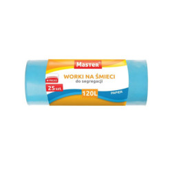 Worki na śmieci 120 litrów 25 szt. do segregacji papieru niebieskie LDPE MASTER S226