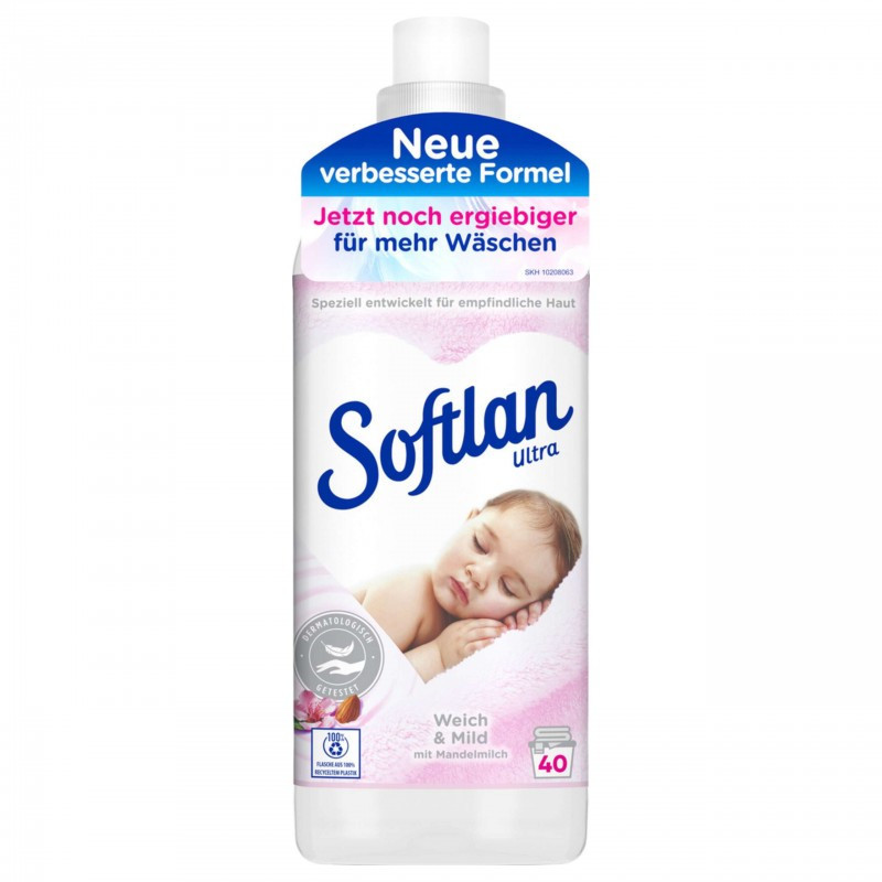 SOFTLAN Płyn do płukania biały MLEKO MIGDAŁOWE 1L