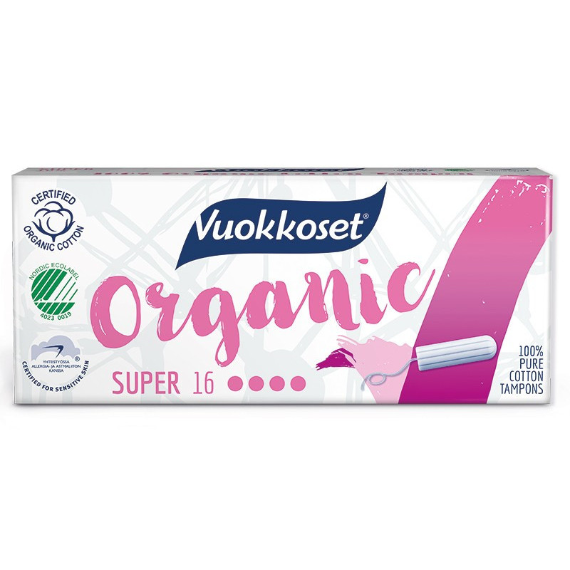 Vuokkoset, 100% BIO, Tampony Super, 16 sztuk